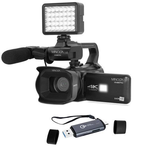 Minolta MN4KPRO 64MP 4K Ultra HD Autofocus Pro Camcorder Kit, Bundle with USB 3.