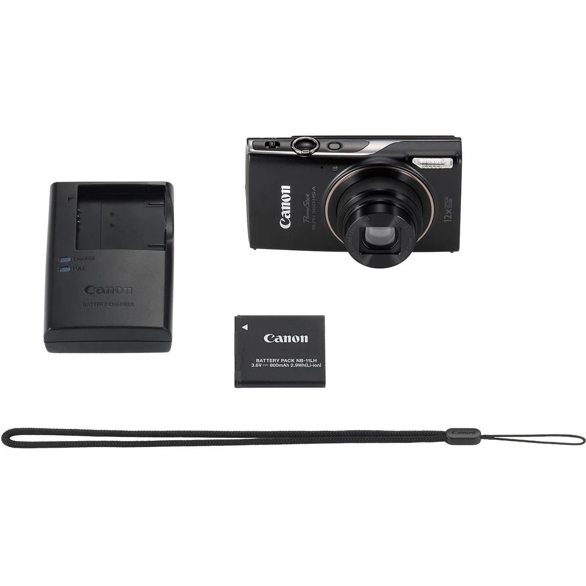 Canon PowerShot ELPH 360 HS Digital Camera Bundle with 64GB microSD Card, SD Ada