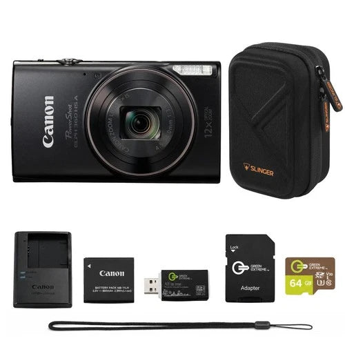Canon PowerShot ELPH 360 HS Digital Camera Bundle with 64GB microSD Card, SD Ada
